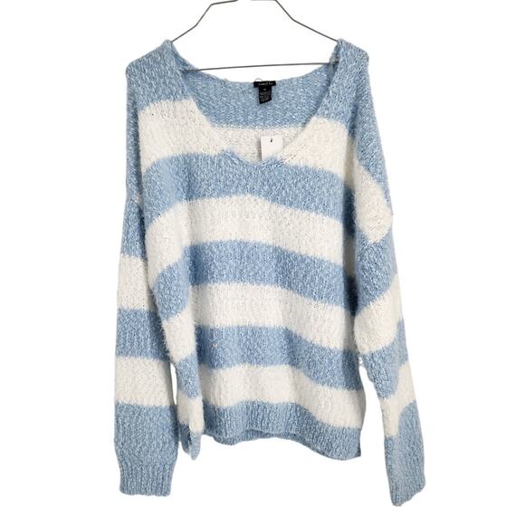 Rue 21 Blue Striped Fuzzy Sweater Womens Size Extra Large XL *NWT - Picture 1 of 4